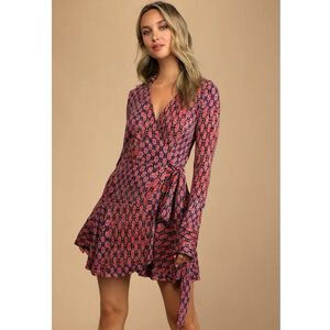 FREE PEOPLE Rhetta Wrap Mini Dress Revolve Dark Combo Size S
